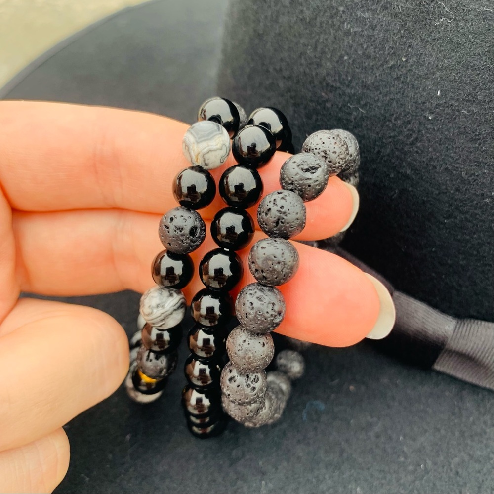 1pcs Men’s Round Beaded Stone Bracelets